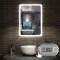 60cmx80cm miroir salle de bain vertical avec couleur LED blanche + antibuée + Horloge numérique+ Fonction mémoire