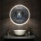Products AICA Miroir de Salle de Bain rond LED 60cm avec Horloge + Anti-buée + 3 Couleurs + Dimmable, Mural Miroir Lumineux
