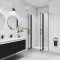 AICA porte de douche battante 110x200cm avec un élément fixe, profilé noir mat, Porte de douche Hauteur 200cm en 8mm verre anticalcaire