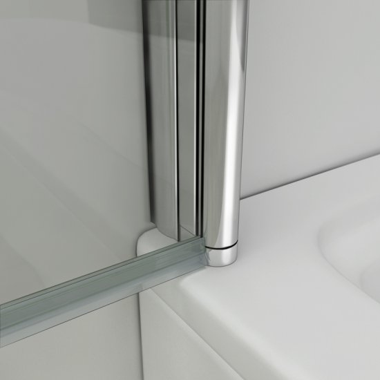 Aica pare-baignoire 130x140cm en verre anticalcaire paroi de douche 3 volets pivotant à 180° - Cliquez sur l'image pour la fermer