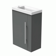 Meuble de salle de bain, Meuble sous vasque 2 portes à poser avec vasque, 44cm Anthracite