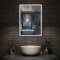 60cmx80cm miroir salle de bain vertical avec couleur LED blanche + antibuée + Horloge numérique+ Fonction mémoire