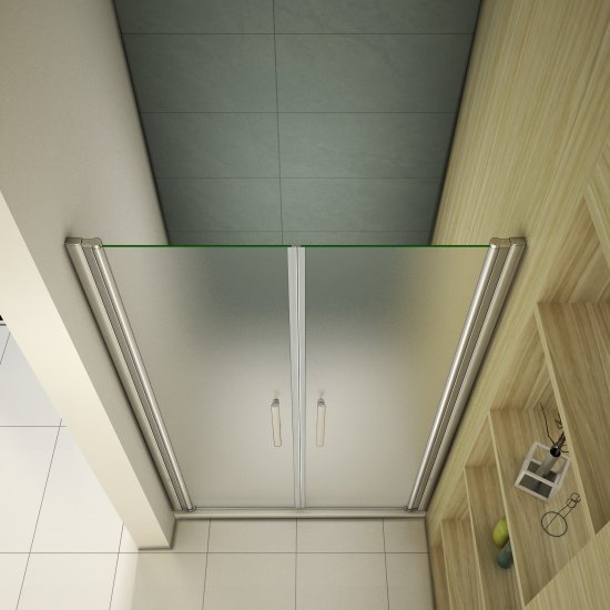 Aica porte de douche pivotante 700x1970mm verre anticalcaire et verre dépoli cabine de douche en niche - Cliquez sur l'image pour la fermer