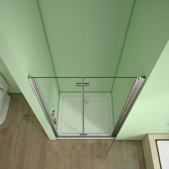 Aica porte de douche pivotante 76x195cm verre anticalcaire installation en niche - Cliquez sur l'image pour la fermer