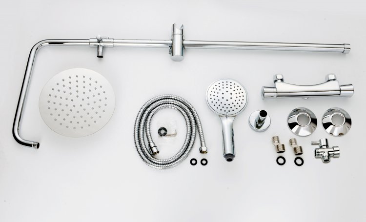 Heilmetz Set de douche Colonne de douche thermostatique avec Ensemble d' accessoires de douche thermostatique avec tuyau chrome