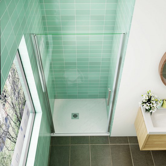 AICA porte de douche 90x180cm porte de douche pivotante en niche 6mm verre anticalcaire - Cliquez sur l'image pour la fermer