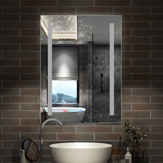 Miroir lumineux LED 60x80cm miroir de salle de bain anti-buée - Cliquez sur l'image pour la fermer