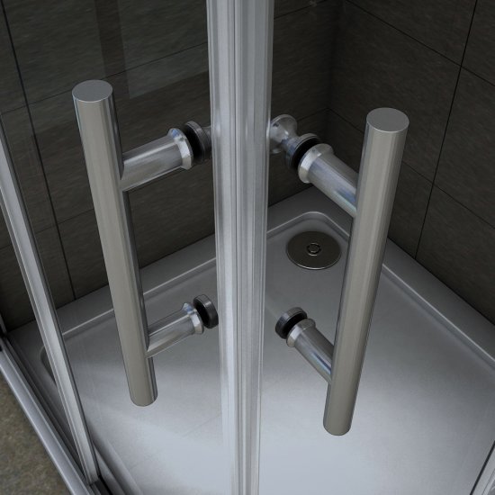 Cabine de douche 70x70x195cm en 6mm verre anticalcaire porte de douche coulissante l'ccès d'angle - Cliquez sur l'image pour la fermer