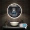 3 couleurs Miroir rond de Salle de Bain avec Anti-buée + LED 3000/4500/6000K avec lumière et luminosité réglables ∅80cm double interrupteur tactile