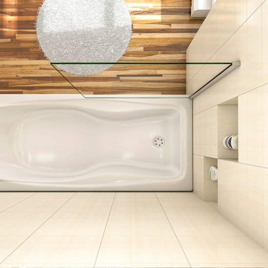 AICA écran de baignoire 40x130cm pare-baignoire fixé en 5mm verre anticalcaire - Cliquez sur l'image pour la fermer