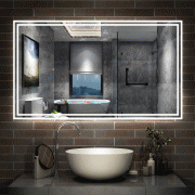 AICA Miroir de Salle de Bain avec Éclairage et Bluetooth, 140 x 80 cm Miroir Mural LED Anti-Buée, Dimmable à 3 Couleurs de Lumière