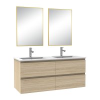 Meuble salle de bain double vasque 120cm Chêne Wotan meuble acve miroir - Aica