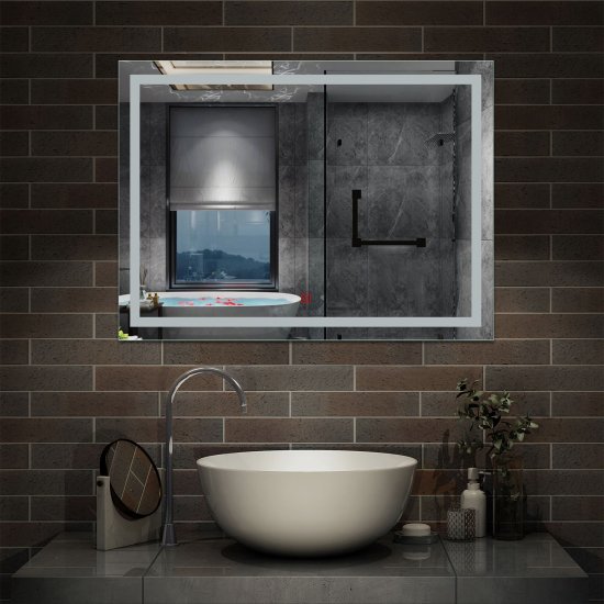 Miroir de salle de bain LED+anti-buée 80x60cm - Cliquez sur l'image pour la fermer