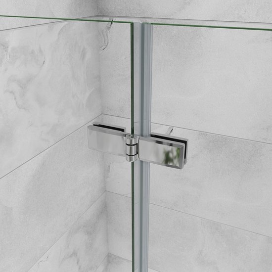 AICA porte de douche pivotante 100x195cm porte de douche pliante avec un élément fixe en 6mm verre anticalcaire - Cliquez sur l'image pour la fermer
