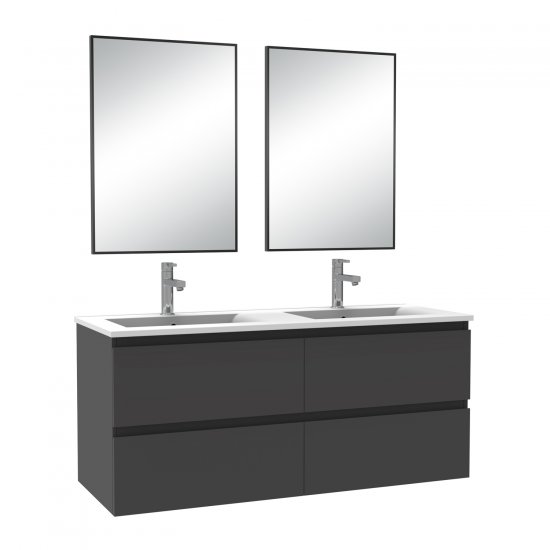 Meuble salle de bain double vasque 120cm Anthracite meuble acve miroir - Aica - Cliquez sur l'image pour la fermer