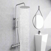 AICA Colonne de douche thermostatique, colonne de douche chromée avec robinet, réglable en hauteur