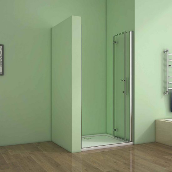 Aica porte de douche pivotante 90x195cm en verre anticalcaire et clair, installation en niche - Cliquez sur l'image pour la fermer