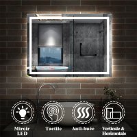 Miroir de salle de bain LED+anti-buée 80x60cm