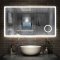 Miroir de salle de bain 140cmx80cm avec LED couleur et luminosité réglables + anti-buée + Miroir grossissant + Horloge numérique