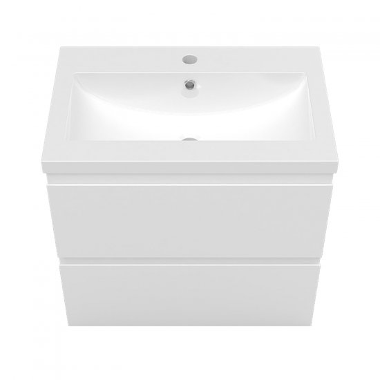 Meuble de salle de bain, Meuble de rangement avec lavabo, Meuble sous vasque suspendu, Blanc 60cm - Cliquez sur l'image pour la fermer