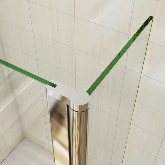 AICA paroi de douche à l'italienne 100x200cm Modèle Brume avec retour pivotant 30x200cm avec barre de fixation 90cm en carré - Cliquez sur l'image pour la fermer