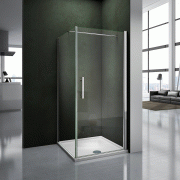 Aica porte de douche pivotante 80cm, paroi de douche fixe 70cm, verre sécurité et anticalcaire,hauteur 187cm,barre de fixation 90cm