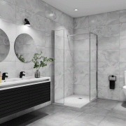 AICA paroi de douche à l'italienne 50x200cm avec une barre de fixation, paroi de douche pivotante 45x200cm, verre 8mm securit anticalcaire