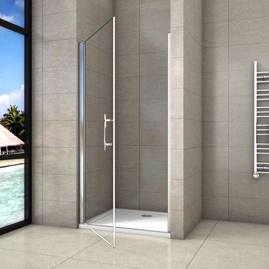 AICA porte de douche pivotante 70x180cm en 6mm verre anticalcaire porte de douche Hauteur 180cm Installation en niche - Cliquez sur l'image pour la fermer
