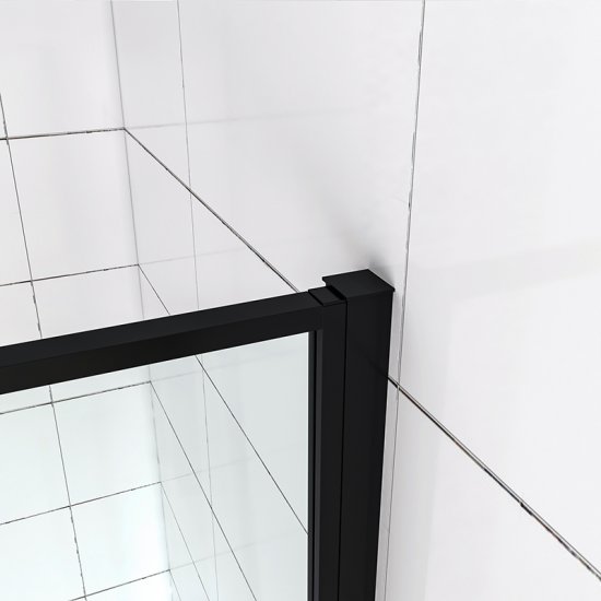 AICA porte de douche pivotante 120x185cm NOIR MAT en verre anticalcaire installation en niche - Cliquez sur l'image pour la fermer