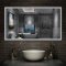 Aica Miroir salle de bain LED avec anti-buée, miroir de luminosité réglable (Horloge +Bluetooth+Date+Température ) 100*60cm