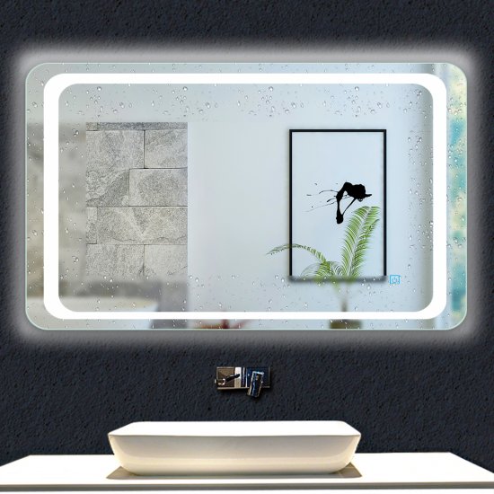 Miroir de salle de bain 90x65cm anti-buée miroir mural avec éclairage LED modèle Classique - Cliquez sur l'image pour la fermer