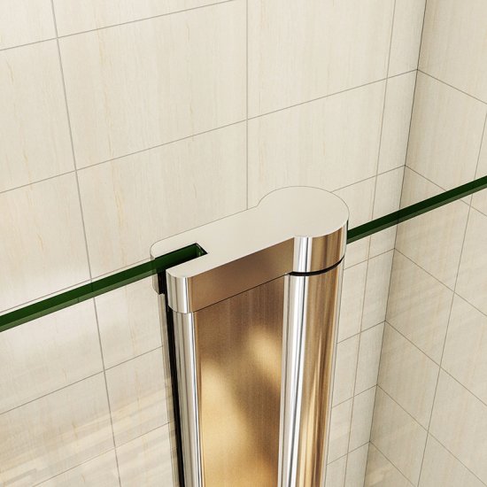 AICA porte de douche pivotante 130x187cm porte de douche avec 1 élément fixe en 6mm verre anticalcaire - Cliquez sur l'image pour la fermer