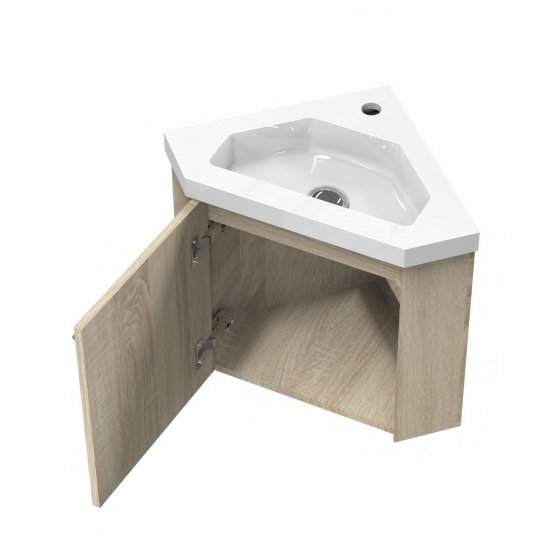 Meuble de salle de bain, Meuble sous vasque 1 portes à poser avec vasque, 40cm Bois clair - Cliquez sur l'image pour la fermer