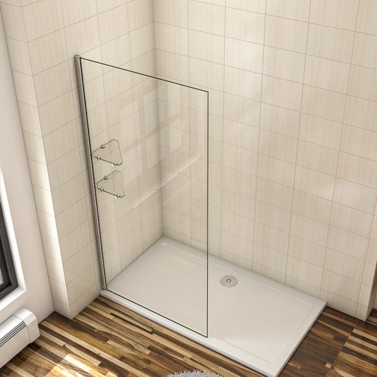 AICA paroi de douche 140x190cm paroi de douche à l'italienne avec 2 étagères en verre securit - Cliquez sur l'image pour la fermer