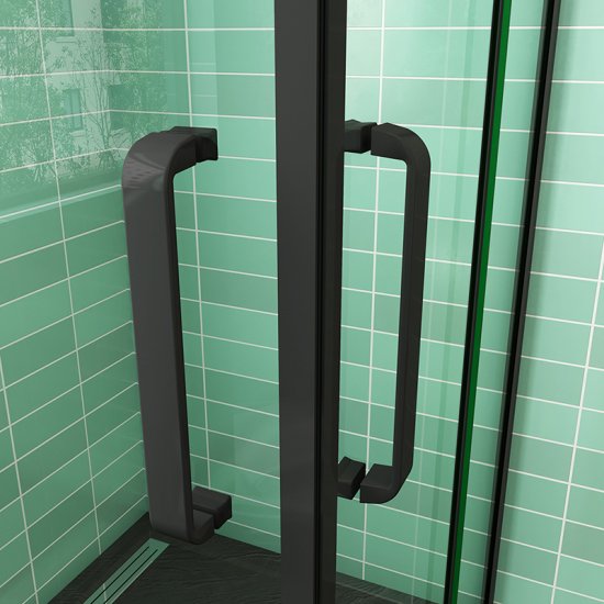 AICA cabine de douche 90x90x195cm en 8mm verre anticalcaire profilé noir mat - Cliquez sur l'image pour la fermer