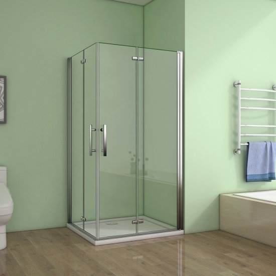 Aica cabine de douche 120x110x195cm verre anticalcaire porte pliante et pivotante - Cliquez sur l'image pour la fermer