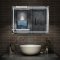 Aica 80x60cm Miroir de salle de bain anti-buée+ LED miroir+ Horizantal et vertical+Interrupteur mural