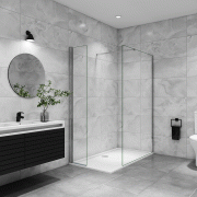 AICA paroi de douche à l'italienne 140x200cm avec une barre de fixation, paroi de douche pivotante 45x200cm, verre 8mm securit anticalcaire