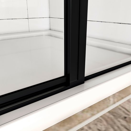 AICA porte de douche pivotante 140x185cm NOIR MAT en verre anticalcaire installation en niche - Cliquez sur l'image pour la fermer
