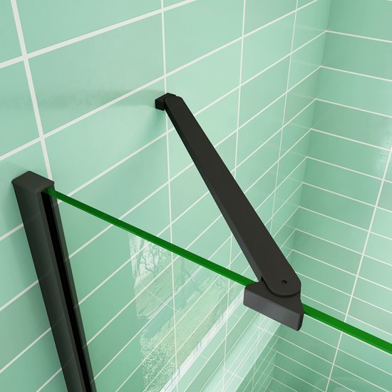 AICA porte de douche pivotante 90x195cm profilé noir 8mm verre anticalcaire installation en niche - Cliquez sur l'image pour la fermer