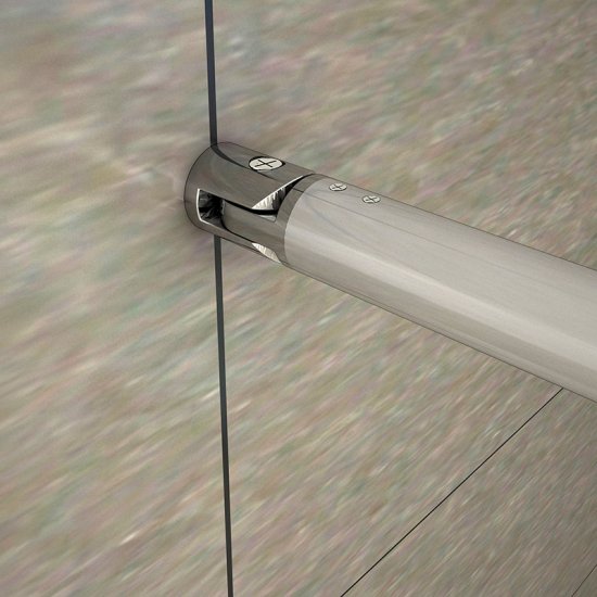 AICA paroi de douche 97,7x200cm l’ouverture des deux côtés douche à l'italienne avec 2 barres extensibles ronds - Cliquez sur l'image pour la fermer