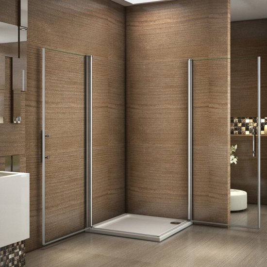 Aica porte de douche 100x70x187cm porte pivotante cabine de douche verre anticalcaire - Cliquez sur l'image pour la fermer