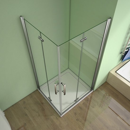 Aica cabine de douche 120x100x195cm verre anticalcaire porte pliante et pivotante - Cliquez sur l'image pour la fermer