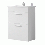 Meuble de salle de bain, Meuble sous vasque 2 portes à poser avec vasque, 58cm Blanc
