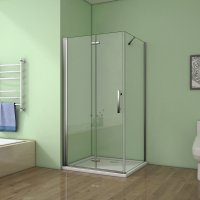 Aica cabine de douche 120x90x185cm verre anticalcaire avec une barre de fixation de 45cm