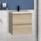 Meuble de salle de bain, Meuble de rangement avec lavabo, Meuble sous vasque suspendu, Bois clair 50cm