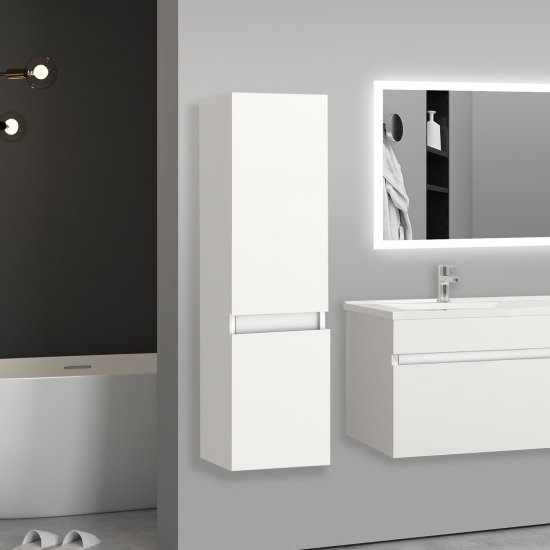 30x30x110(L*W*H)cm meuble salle de bain blanc meuble colonne salle de bain à suspendre - Cliquez sur l'image pour la fermer