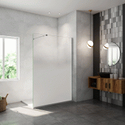 AICA paroi de douche à l'italienne 140x200cm Modèle Brume, avec barre de stabilisation 73-120cm en carré Paroi latérale fixe en 8mm verre de sécurité