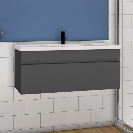 meuble de salle de bain meuble de rangement sous vasque avec lavabo 99cm à suspendre - Cliquez sur l'image pour la fermer