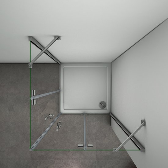 Aica 80x90x195cm cabine de douche cabine de douche à charnière accès d'angle verre anticalcaire - Cliquez sur l'image pour la fermer